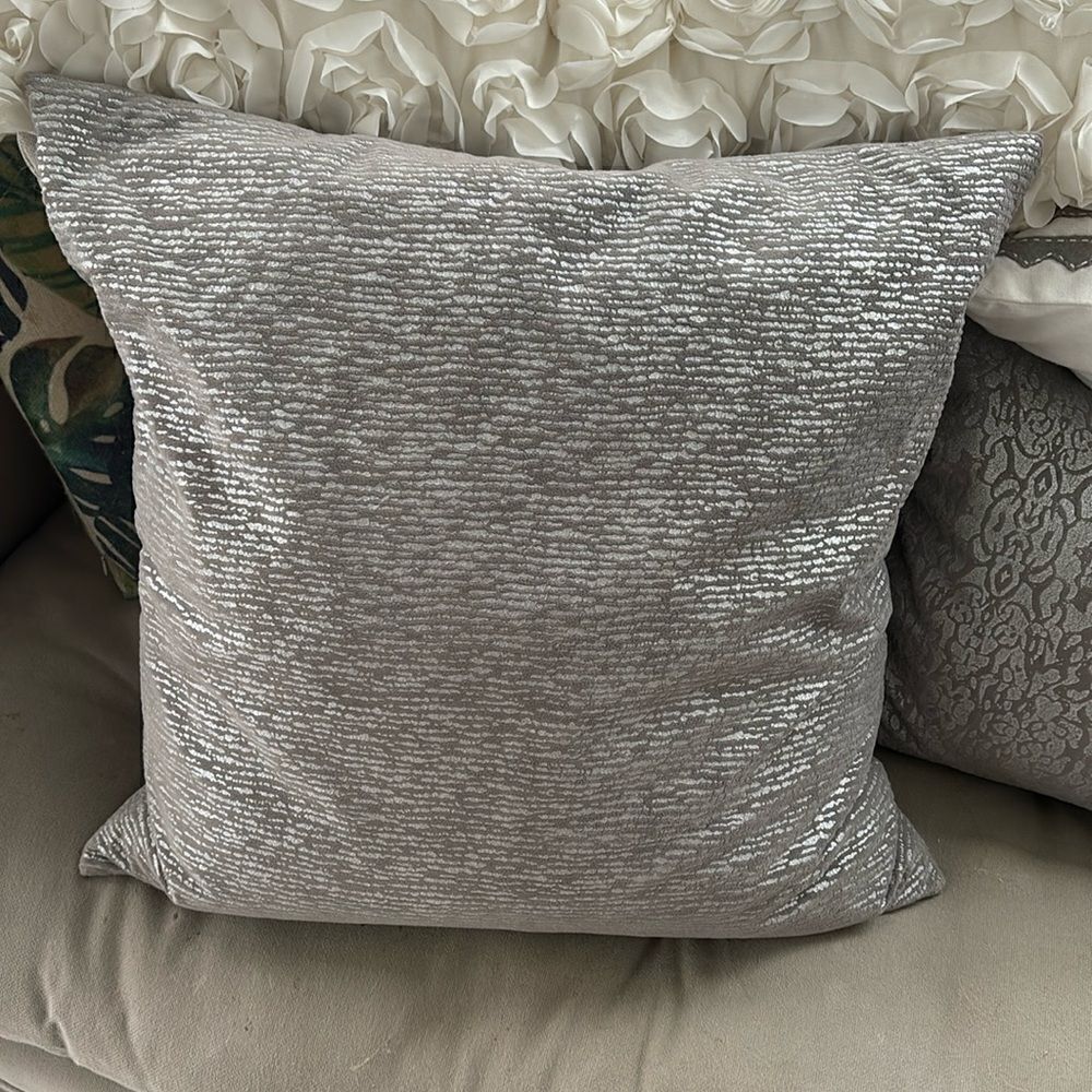 Square Nicole Miller decorator pillow -gray and silver -nwot